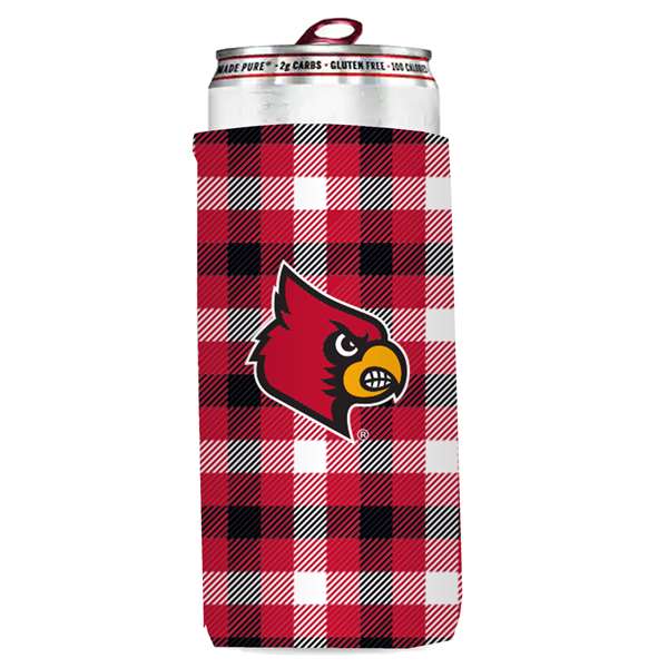 Louisville Plaid Slim Can Coozie
