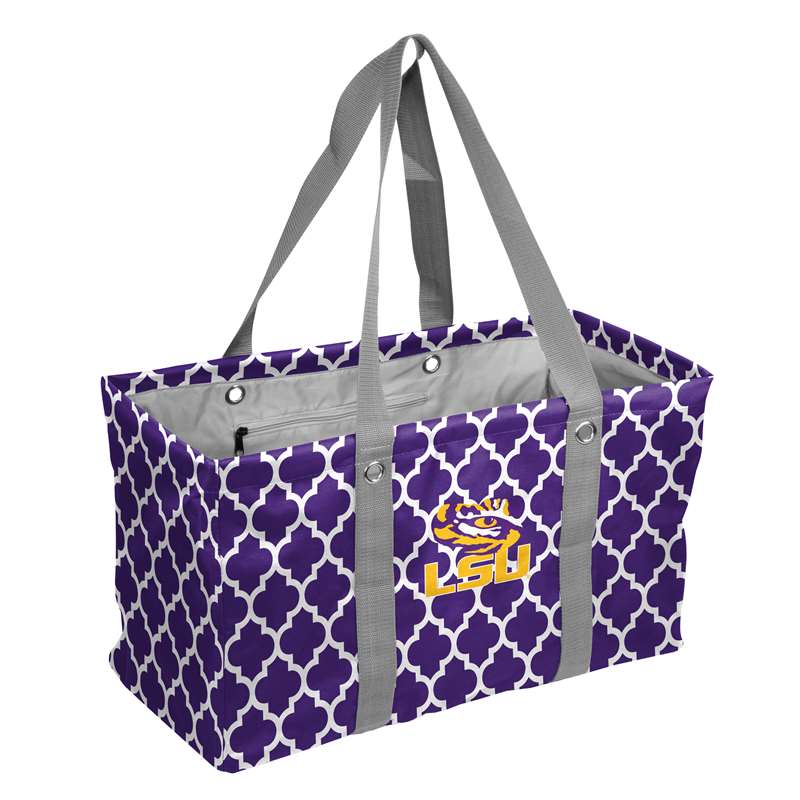 LSU Louisiana State University Quatrefoil Picnic Caddy