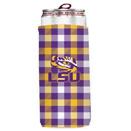 LSU Plaid Slim Can Coozie