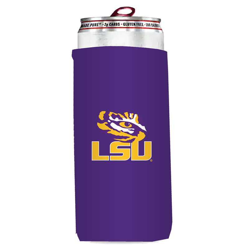 LSU LSU and Tiger Eye Color Logo Slim Can Purple  Coozie