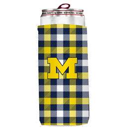 Michigan Plaid Slim Can Coozie