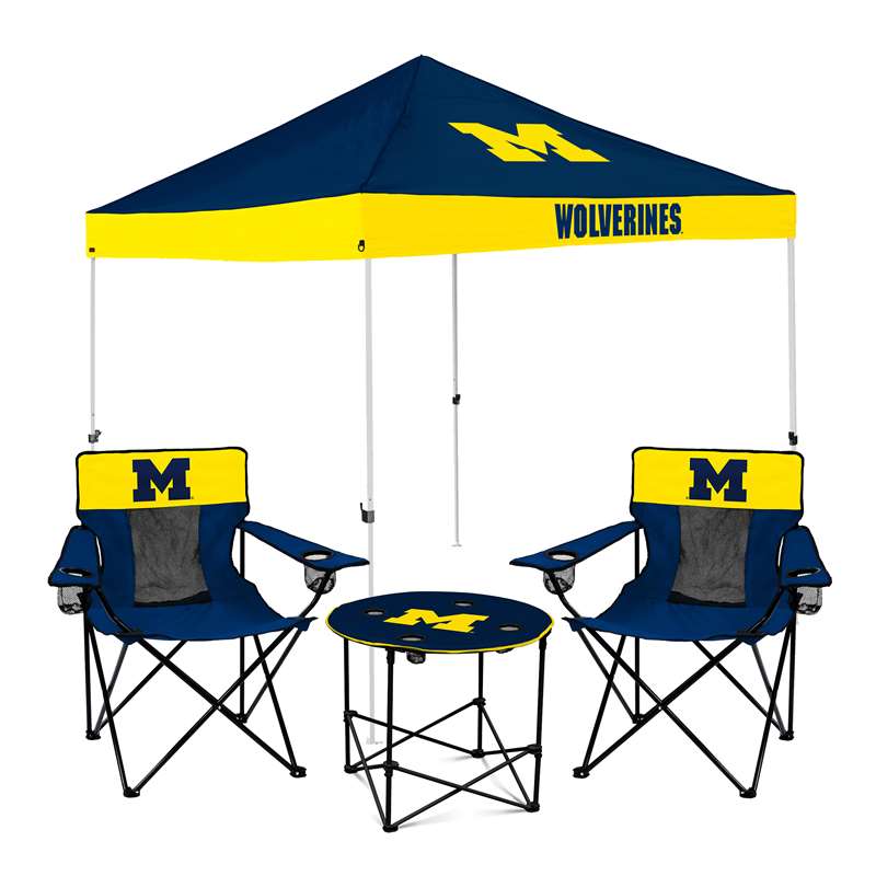 Michigan Wolverines Canopy Tailgate Bundle - Set Includes 9X9 Canopy, 2 Chairs and 1 Side Table