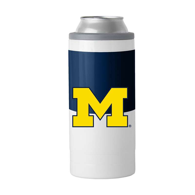 Michigan Colorblock 12oz Slim Can Coolie Coozie  