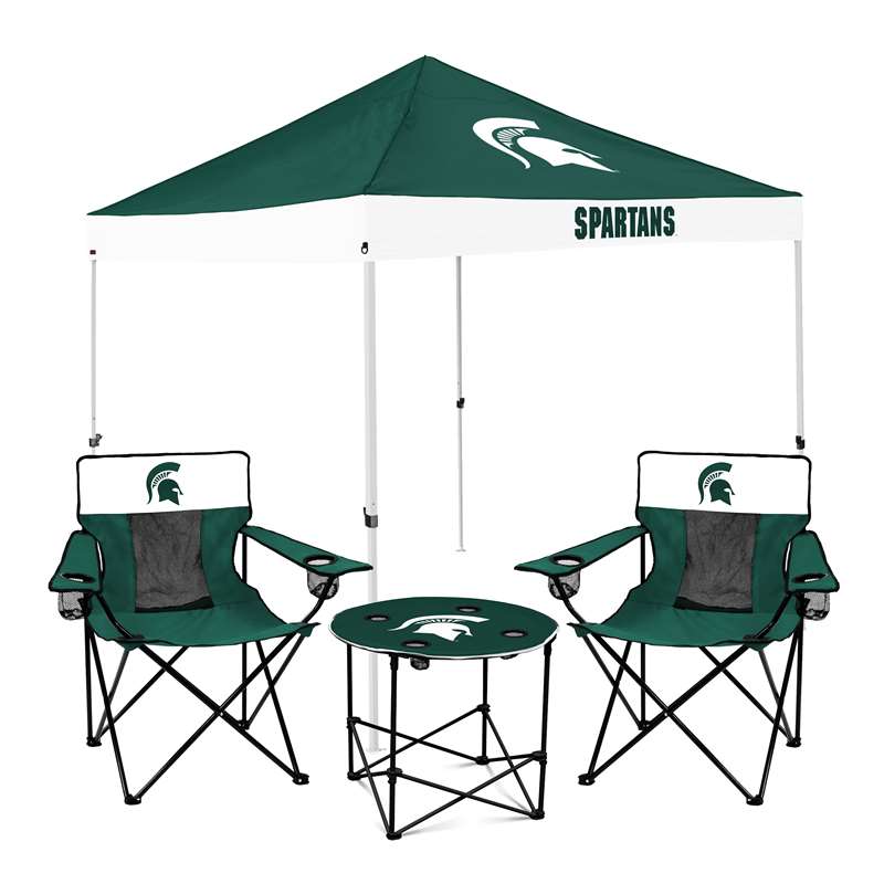 Michigan State Spartans Canopy Tailgate Bundle - Set Includes 9X9 Canopy, 2 Chairs and 1 Side Table