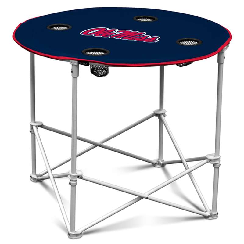 Ole Miss Rebels University of Mississippi Round Folding Table with Carry Bag