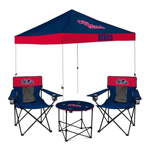 Mississippi Rebels Canopy Tailgate Bundle - Set Includes 9X9 Canopy, 2 Chairs and 1 Side Table