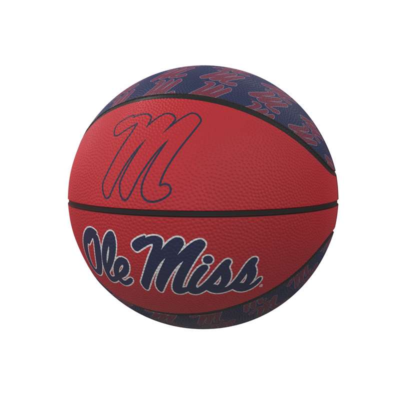 Ole Miss Rebels University of Mississippi Repeating Logo Youth Size Rubber Basketball