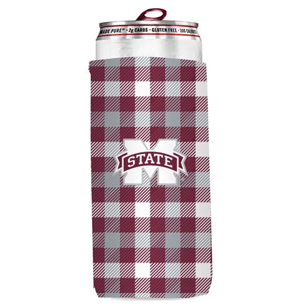 Mississippi State Plaid Slim Can Coozie