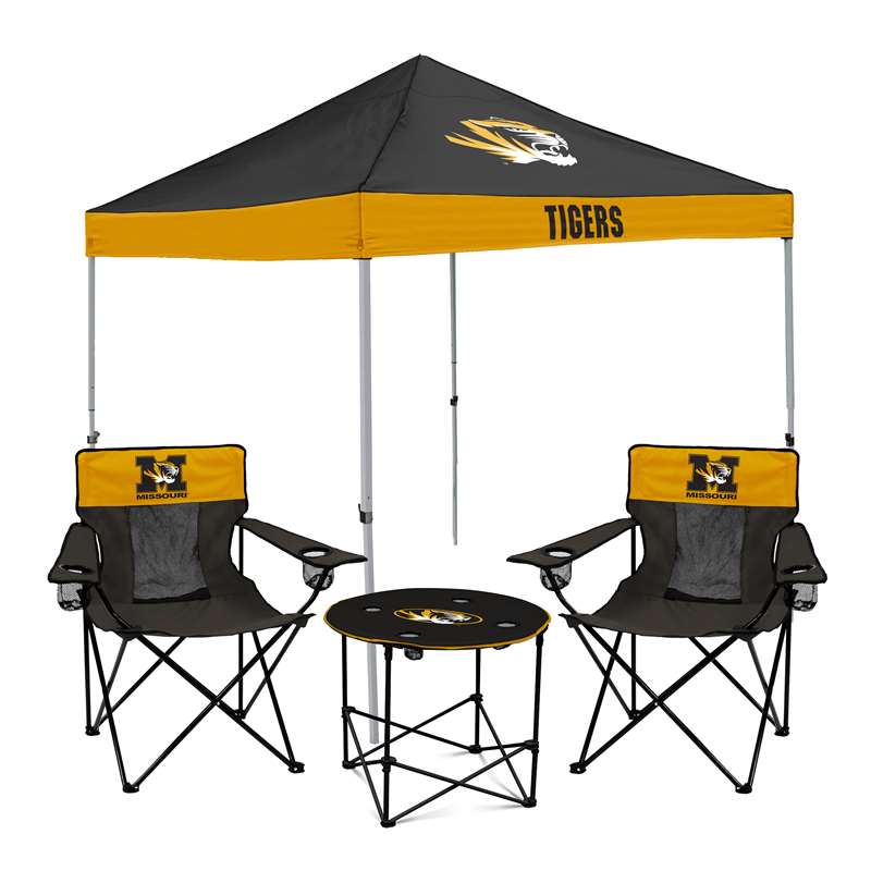 Missouri Tigers Canopy Tailgate Bundle - Set Includes 9X9 Canopy, 2 Chairs and 1 Side Table