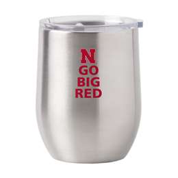 Nebraska 16oz Go Big Red Slogan Stainless Curved Beverage