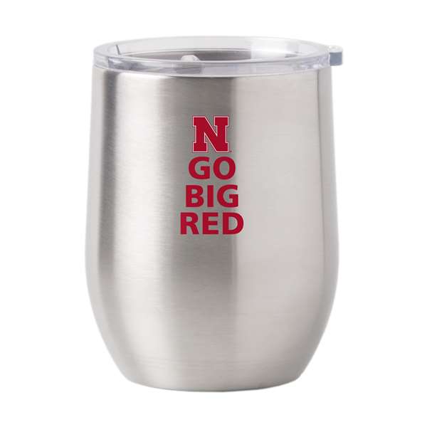 Nebraska 16oz Go Big Red Slogan Stainless Curved Beverage