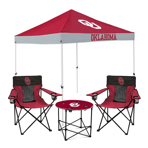 Oklahoma Sooners Canopy Tailgate Bundle - Set Includes 9X9 Canopy, 2 Chairs and 1 Side Table
