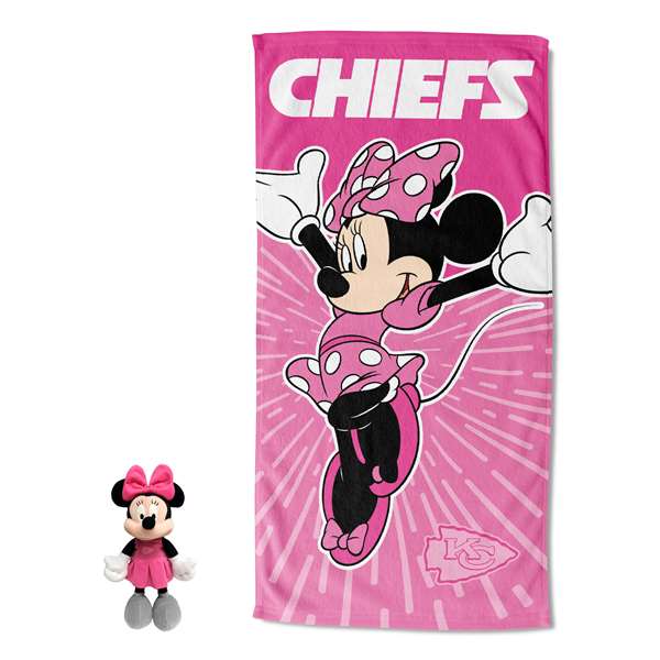 Disney-NFL Minnie Kansas City Chiefs, Spirit Hugger Beach Towel, 27"x54"