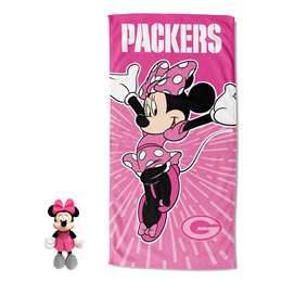 Disney-NFL Minnie Green Bay Packers, Spirit Hugger Beach Towel, 27"x54"