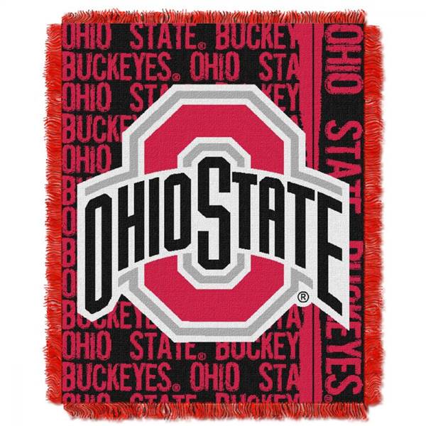 Ohio State Buckeyes Double Play Woven Jacquard Throw Blanket 