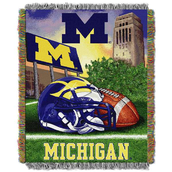 Michigan Wolverines  Home Field Advantage Woven Tapestry Throw Blanket  