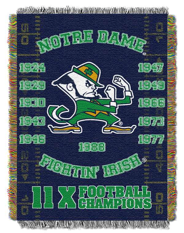 Notre Dame Fighting Irish Commerative Woven Tapestry Throw Blanket  