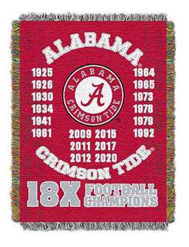 Alabama Crimson Tide  Commerative Woven Tapestry Throw Blanket  