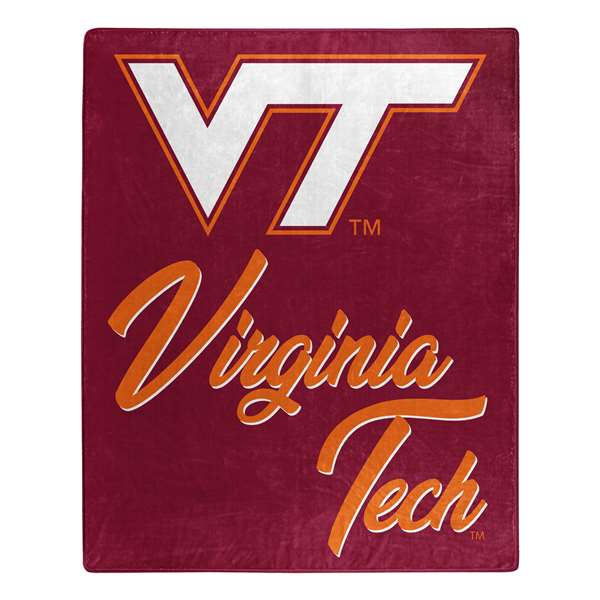 Virginia Tech Football Hokies Signature Raschel Plush Throw Blanket 50X60