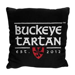 Ohio State Buckeye Tartan Double Sided Jacquard Pillow   