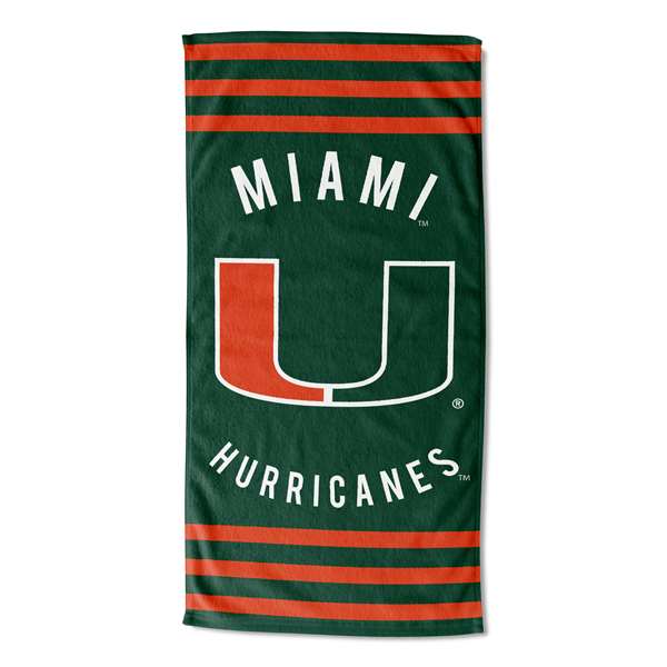 Miami Hurricane Stripes Beach Towel  