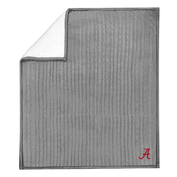 Alabama Crimson Tide Cable Knit Sherpa Throw Blanket 50X60