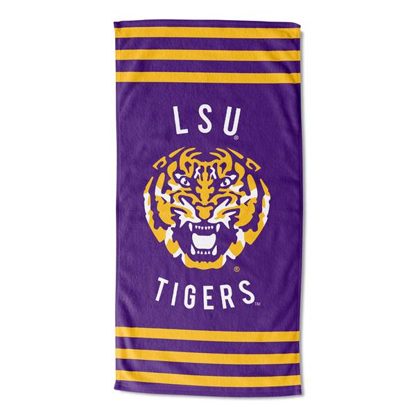 LSU - Louisiana State Football Tigers  Stripes Beach Towel 30X60