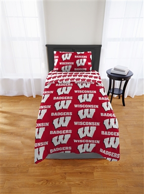 Wisconsin Badgers  Twin Rotary Bed In a Bag Set  