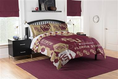 Florida State Football Seminoles Hexagon Full/Queen Bed Comforter with 2 Shams Set 