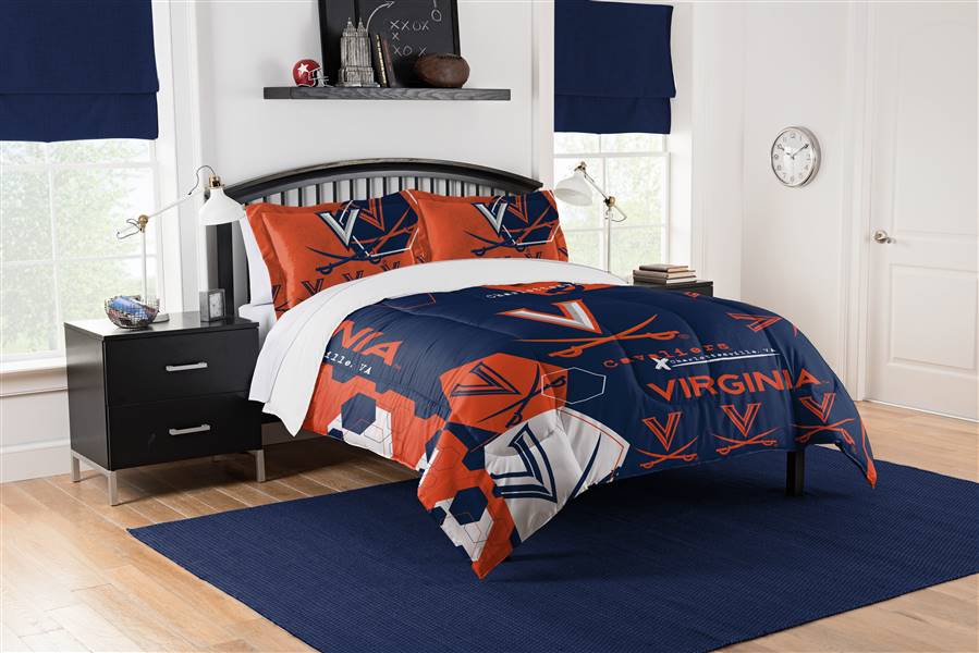 Virginia Football Cavaliers Hexagon Full/Queen Bed Comforter with 2 Shams Set