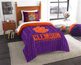 Clemson Football Tigers Modern Take Twin Bed Comforter & Sham Set 