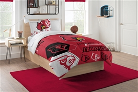 Louisville Football Cardinals Hexagon Twin Bed Printed Comforter Set 