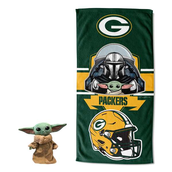 Star Wars-NFL  Green Bay Packers, Child Shield Hugger Beach Towel, 27"x54"