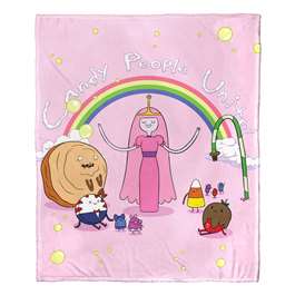 Adventure Time, Candy People Unite  Silk Touch Throw Blanket 50"x60"  
