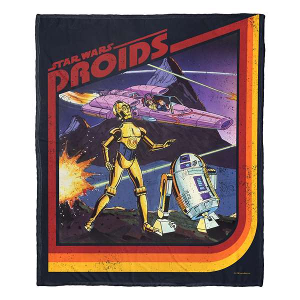 Star Wars, Retro Droids  Silk Touch Throw Blanket 50"x60"  