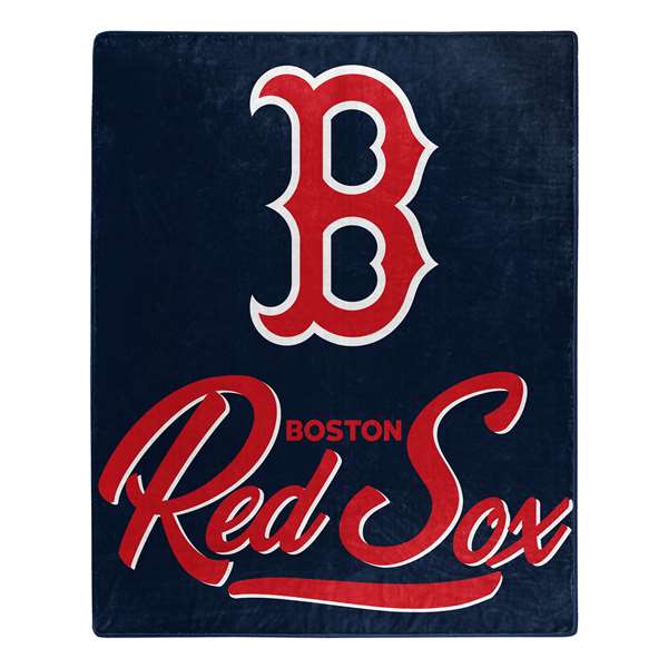 Boston Baseball Red Sox Signature Raschel Plush Throw Blanket 50X60 inches