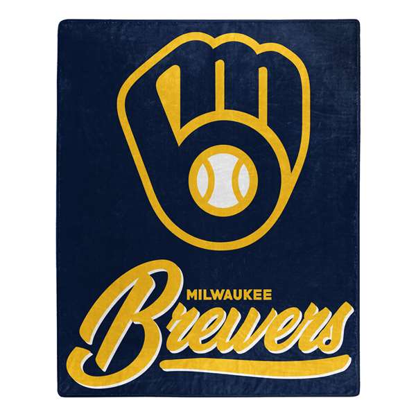 Milwaukee Baseball Brewers Signature Raschel Plush Throw Blanket 50X60 inches