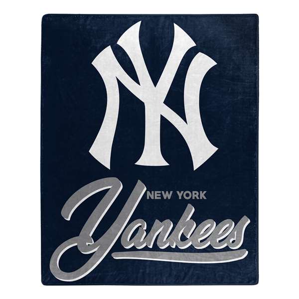 New York Baseball Yankees Signature Raschel Plush Throw Blanket 50X60 inches