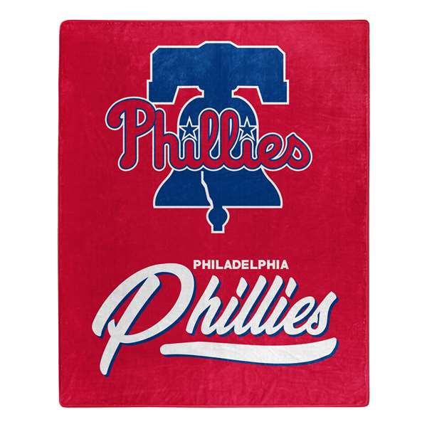 Philadelphia Baseball Phillies Signature Raschel Plush Throw Blanket 50X60 inches