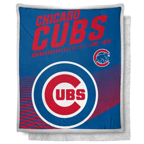 Chicago Baseball Cubs New School Mink Sherpa Blanket 50X60 inches