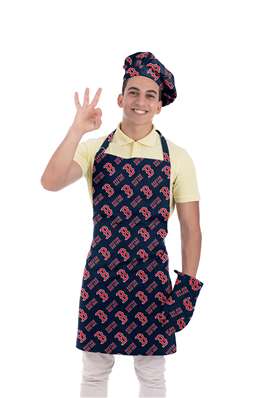 Boston Baseball Red Sox 3-Piece Arron, Oven Mitt and Chef Hat  