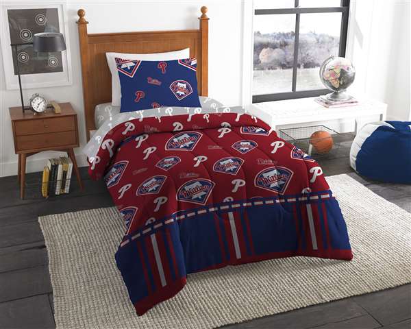 Philadelphia Baseball Phillies Rotary Twin Bed in a Bag Set  