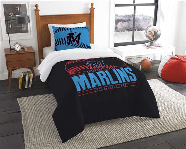 Miami Baseball Marlins Grand Slam King Bed Comforter and Sham Set  