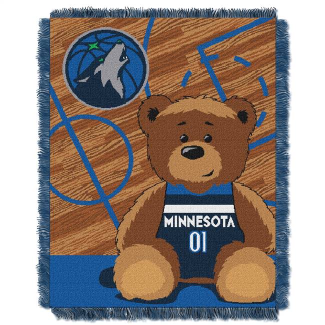 Minnesota Basketball Timberwolves Half Court Woven Jacquard Baby Throw Blanket 