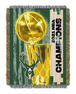 Milwaukee Basketball Bucks 2021 Champions Woven Tapestry Throw Blanket 