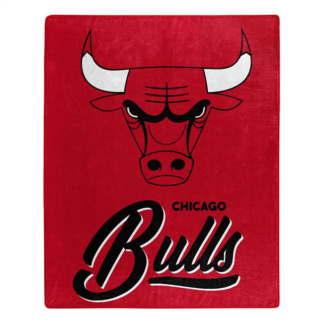 Chicago Basketball Bulls Signature Raschel Plush Throw Blanket 50X60 