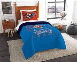 Oklahoma City Basketball Thunder Reverse Slam Twin Bed Comforter and Sham Set 