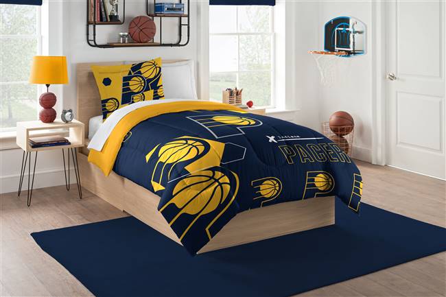 Indianapolis Basketball Pacers Hexagon Twin Bed Printed Comforter Set 