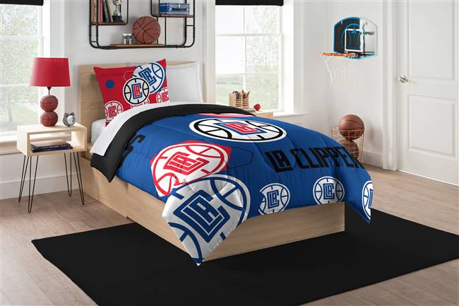 Los Angeles Basketball Clippers Hexagon Twin Bed Printed Comforter Set 