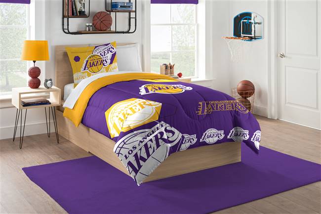 Los Angeles Basketball Lakers Hexagon Twin Bed Printed Comforter Set 